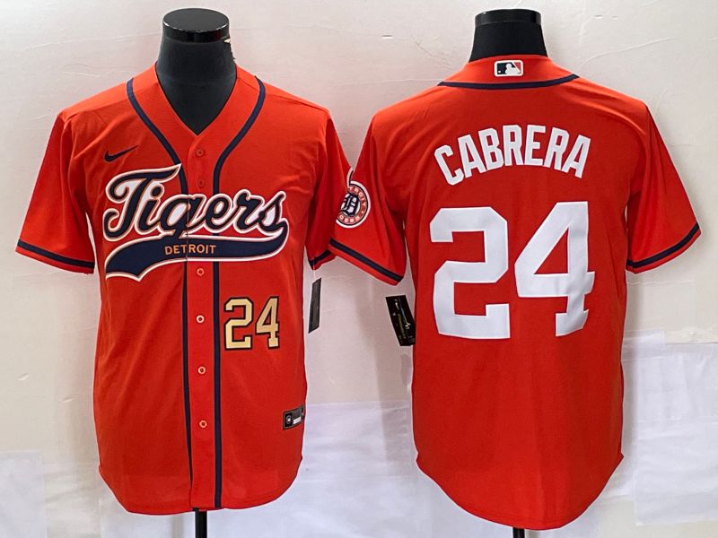 Men Detroit Tigers #24 Cabrera Orange Joint Name 2025 Nike MLB Jersey style 3->detroit tigers->MLB Jersey